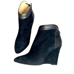 MARVIN K. ITALY BLACK SUEDE WEDGE BOOTIES Size 9